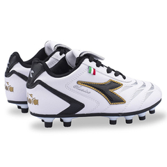 BOTIN DIADORA CAMPO CLASICO KIDS BLANCO ORO NEGRO en internet