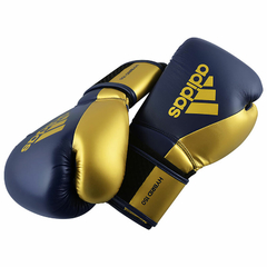 GUANTE BOXEO ADIDAS HYBRID 150 393 AZUL DORADO - sommerdeportes