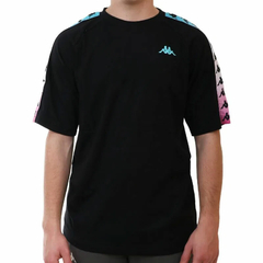 REMERA KAPPA COEN DEGRADE ALGODON NEGRO TURQUESA