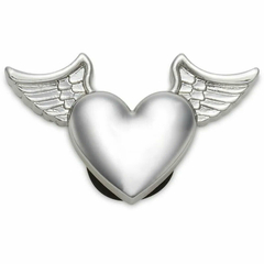 JIBBITZ SILVER METAL HEART AND WINGS