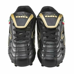 BOTIN DIADORA CAMPO CLASICO LT CUERO NEGRO ORO - sommerdeportes