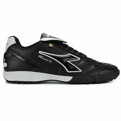 BOTIN DIADORA FUTBOL 5 CLASICO LT CUERO TF NEGRO BLANCO