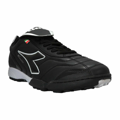 BOTIN DIADORA FUTBOL 5 CLASICO LT CUERO TF NEGRO BLANCO en internet