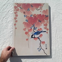 Cuadro Vintage Bastidor Premium 33 x 48cm. /Modelo 219/ Koolmees op paulownia tak By Ohara Koson, año 1925 - 1936. - comprar online