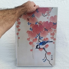 Cuadro Vintage Bastidor Premium 33 x 48cm. /Modelo 219/ Koolmees op paulownia tak By Ohara Koson, año 1925 - 1936. - tienda online