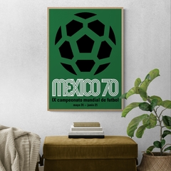 Cuadro en marco madera Kiri Box/ Modelo 484/ Póster 1 FIFA World Cup 1970 (México ´70) -Print de Litografía original color- by Lance Wyman