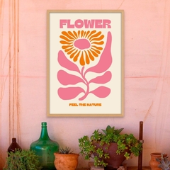 Cuadro en marco madera Kiri Box/ Modelo 645/ FLOWER OP (Orange & Pink) Feel the Nature.