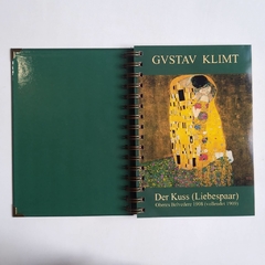 Agenda KLIMT 2 días por página/ Tapa Dura Ring Wire/ MODELO 223/ Der Kuss 2 (Póster Verde), GUSTAV KLIMT (1908)