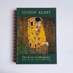 Agenda KLIMT 2 días por página/ Tapa Dura Ring Wire/ MODELO 223/ Der Kuss 2 (Póster Verde), GUSTAV KLIMT (1908)