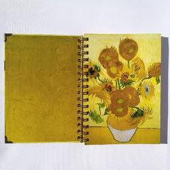 SET dúo de Cuaderno Tapa Dura Ring Wire + Taza Cerámica Premium en Packaging Cúbico/ Modelos 58 + 46 /SUNFLOWERS, 1889 + ALMOND BLOSSOM, 1890, Línea VINCENT VAN GOGH en internet