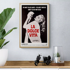 Cuadro en marco madera Kiri Box/ Modelo 414 / LA DOLCE VITA / Póster original de la versión USA, abril 1961 / by Federico Fellini.