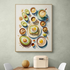 Cuadro en marco madera Kiri Box/ Modelo 580/ Avocado Toast + huevos 1 (Watercolor Print)