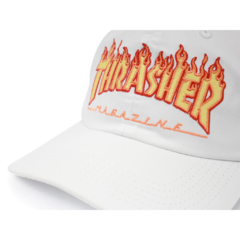 Boné Thrasher Magazine Dad Hat Flame Logo White na internet