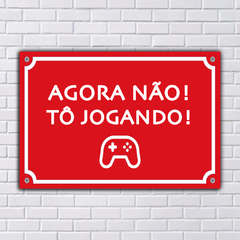 PLACA DE RUA AGORA NO T¥ JOGANDO 20x13 cm