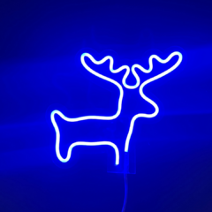Placa Neon Led de Parede Alce Natal