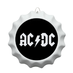 PLACA TAMPINHA DE GARRAFA DECORATIVA ACDC BRANCA 17 cm - comprar online