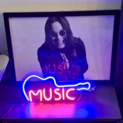 Placa Neon Led de Mesa Music Guitar na internet