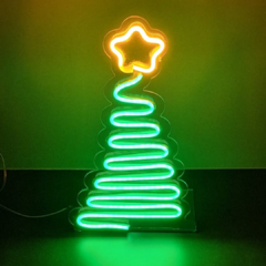 Placa Neon Led de Mesa Árvore Natal