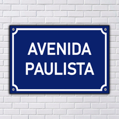 PLACA DE RUA AVENIDA PAULISTA 20x13 cm