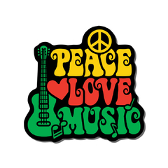 PLACA RECORTE PEACE LOVE MUSIC 33x33 cm