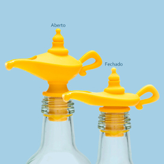Tampa e Dispenser Dosador para garrafa Lâmpada Aladim - Geleia Presentes Criativos, Diferentes, Legais e Originais