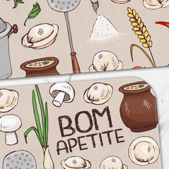 Kit Tapetes de Cozinha Bom Apetite - 3 peças - Geleia Presentes Criativos, Diferentes, Legais e Originais