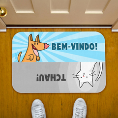 Tapete Decorativo Cão e Gato Bem Vindo Tchau na internet