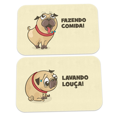 Kit Tapetes de Cozinha Pug Comida vs Louça - loja online