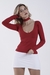 Top Decote em V Manga Longa Vermelho Cherry