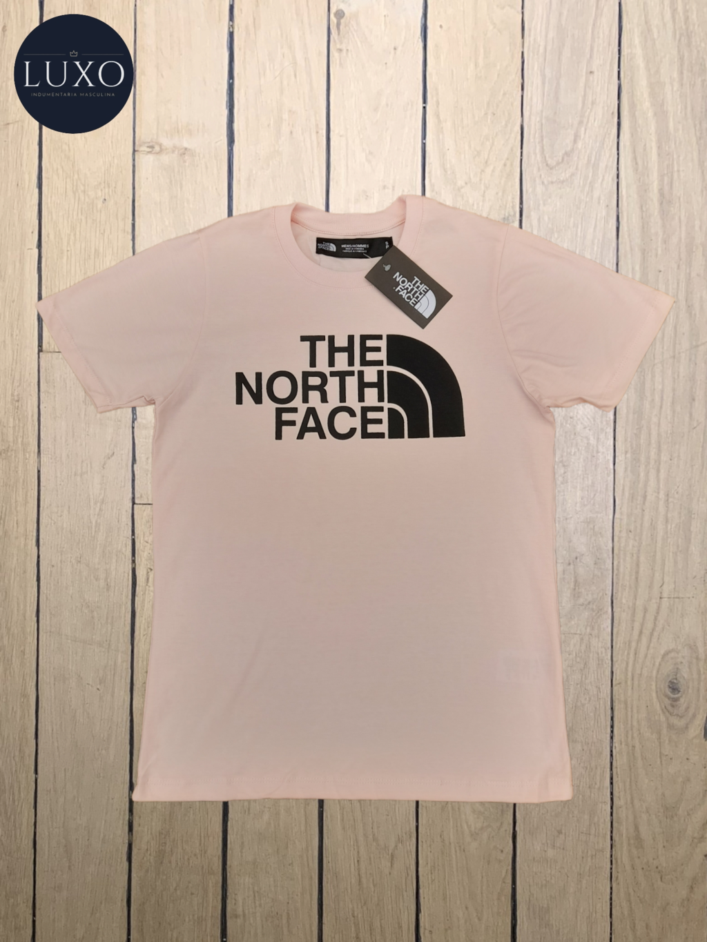 REMERA THE NORTH FACE ROSA PASTEL LOGO NEGRO
