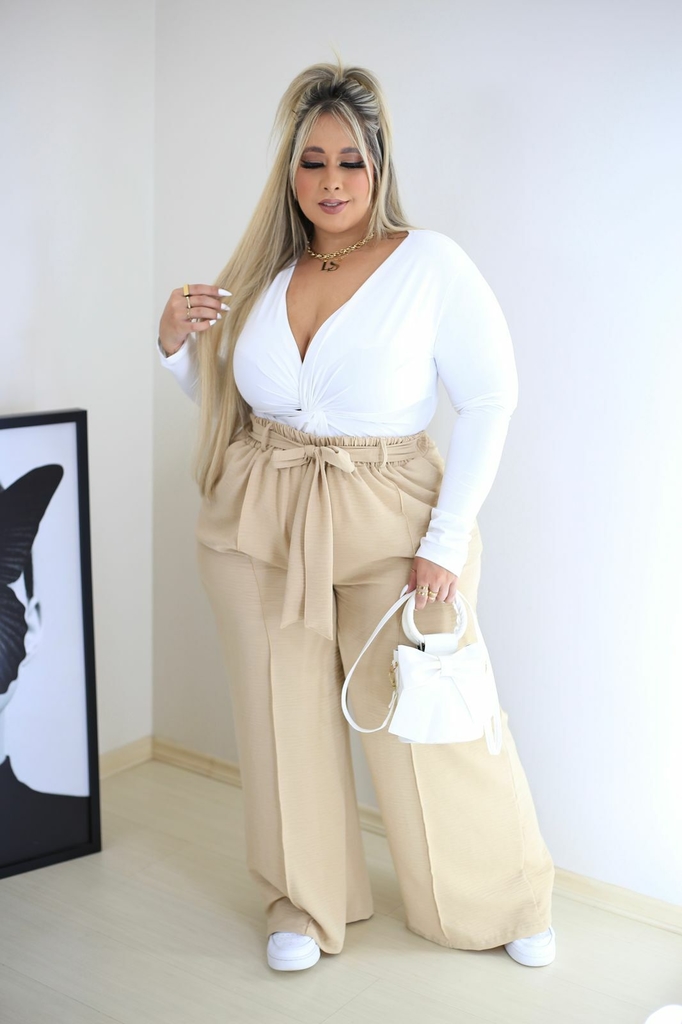 CALÇA DA LARI BEGE NUDE - Plus Size Bella Bia