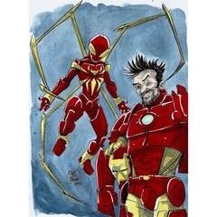 Iron Spider & Iron Man - Arte Original De Manuel Loza