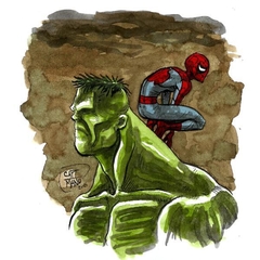 Spider-man y Hulk - Arte Original de Manuel Loza
