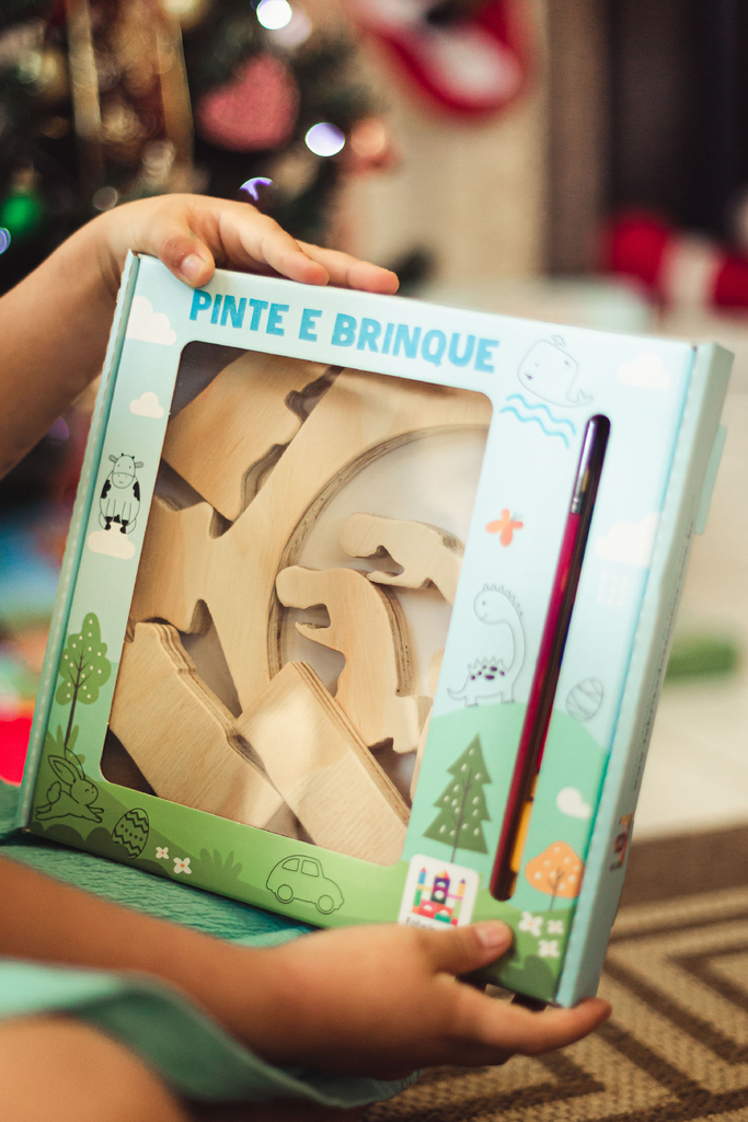 Kit de Natal Educativo Em Madeira Para Colorir