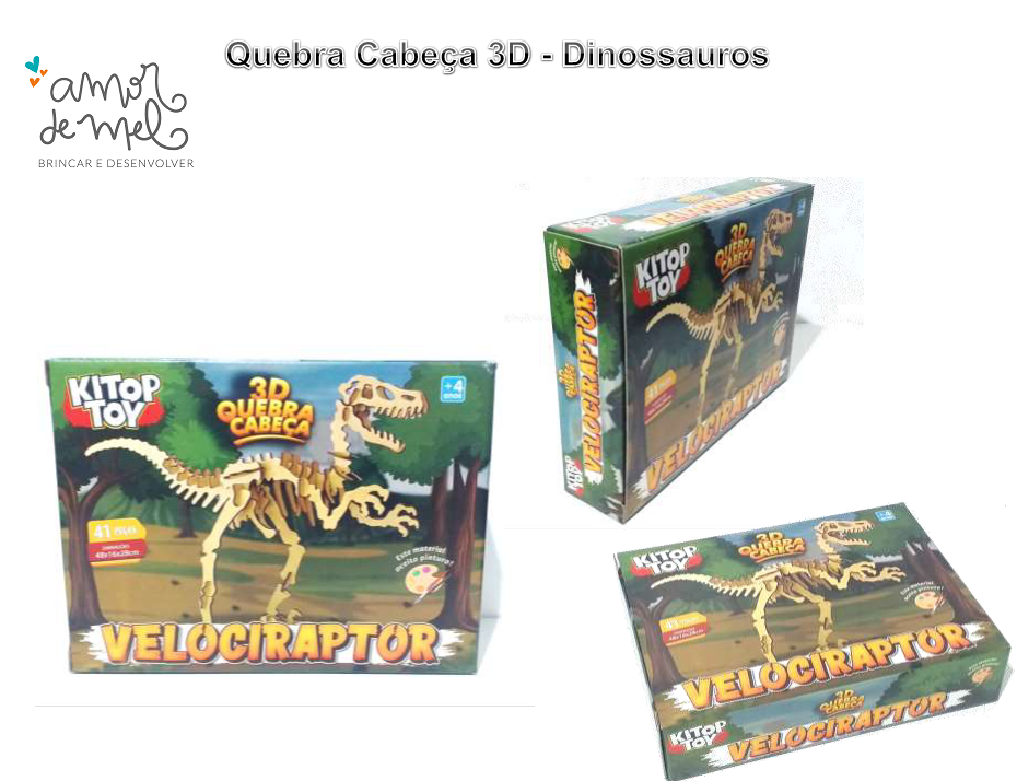 Quebra - cabeça Dinossauro 30 Peças Madeira Pais e Filhos