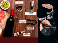 Kit de Abridor de Vino con Soporte en forma de Botella - Dominó Online
