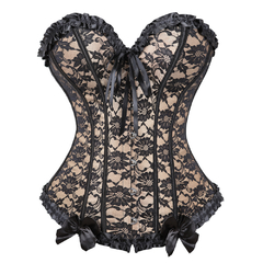 CORSET BEGE RENDA PRETA