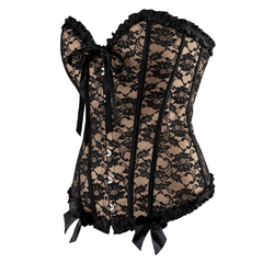 CORSET BEGE RENDA PRETA - comprar online