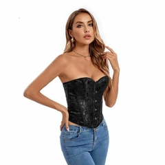 corset curto overbust Preto floral - comprar online