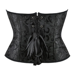 Imagem do corset curto overbust Preto floral