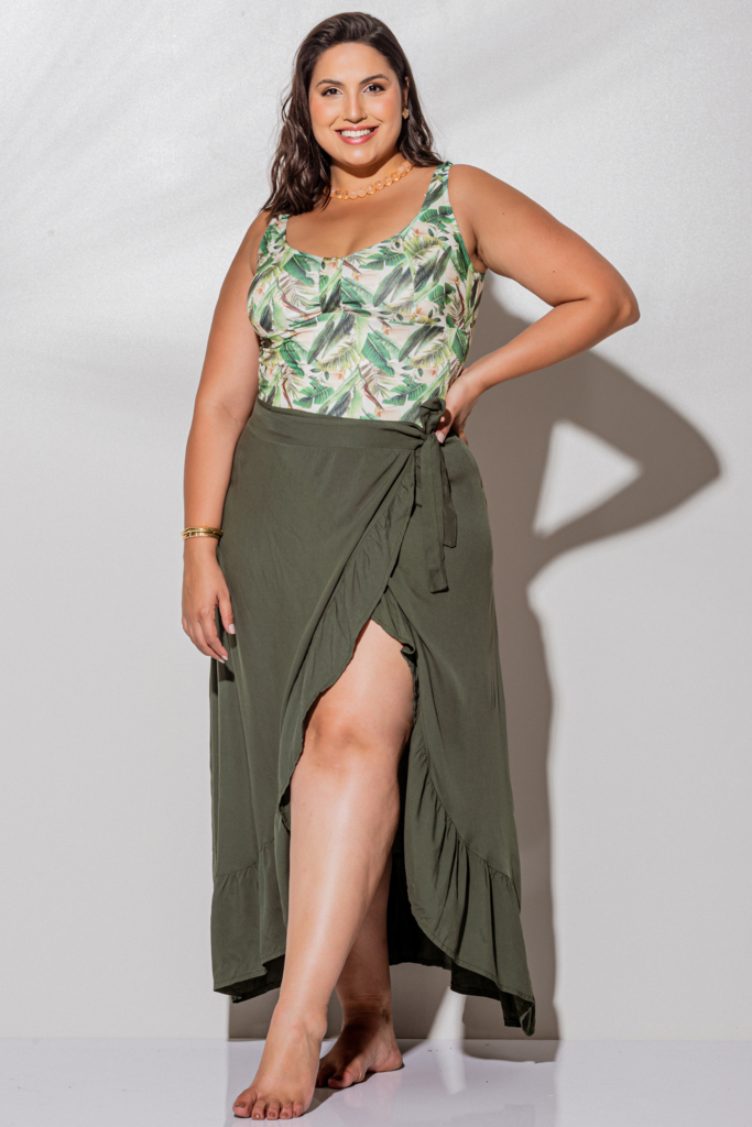 Saia Plus Size Transpassada Pare Lojas Maxshop