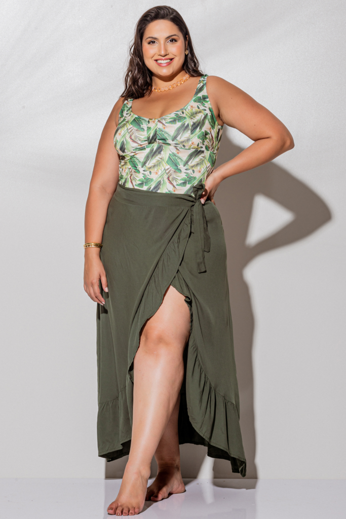 Saia Plus Size Transpassada Pareô - Lojas Maxshop