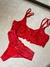 Conjunto de lingerie com renda vermelho na internet