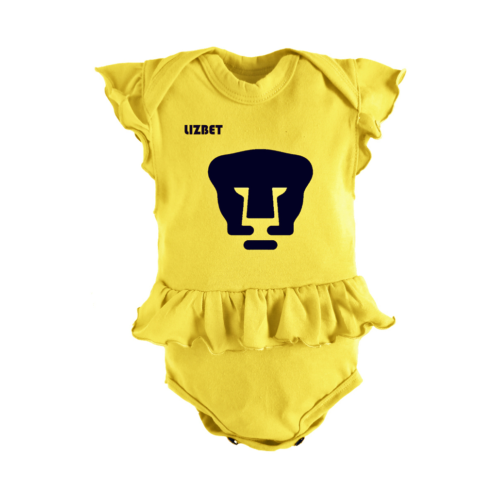 Panalero Vestido Pumas Nina Personalizado Dorado Algodon