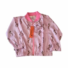Jaqueta Infantil Bomber Com Laço Para Cabelo -Santa Cria rosa escuro