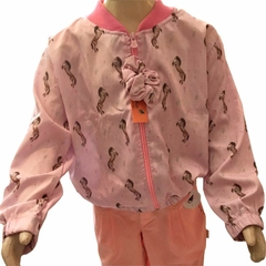 Jaqueta Infantil Bomber Com Laço Para Cabelo -Santa Cria rosa escuro modelo