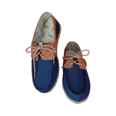 Sapato Dockside Masculino Tecido e Couro Azul-Vial Calçados - comprar online