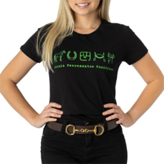 T-Shirt Positive Preto Feminina-Empório Horse