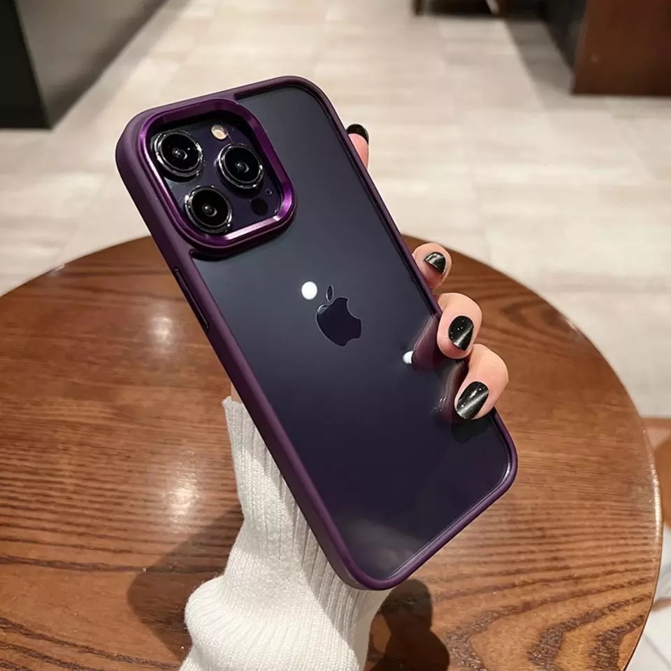 Funda rígida iPhone 12 Pro Max con protector de cámara metal (azul