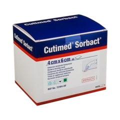 Curativo Antimicrobiano, Siltec Sorbact. Em formato de compressa, com DACC. Tamanho 4cmX 6cm unidade - Cod: 7216400